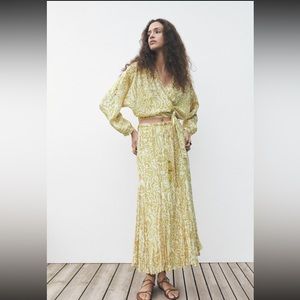 Zara bow print wrap top